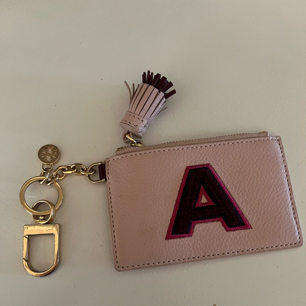 Tory Burch A Initial Card Case Keychain